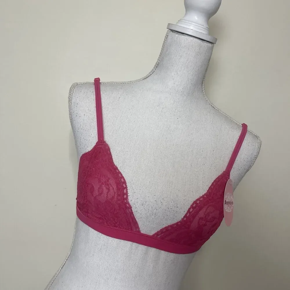 3-pack Women Lace Bralette Sexy‎ Bra Floral Lingerie Night Top Triangle M/L